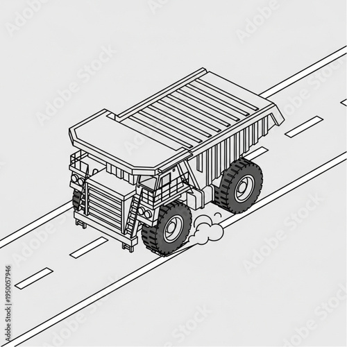 Heavy Duty Mining Truck Driving on a Road.