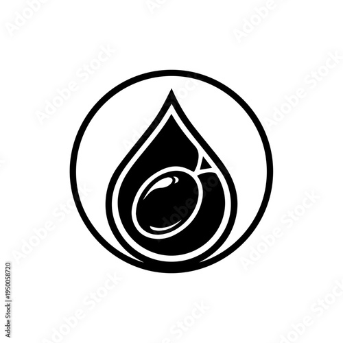 Olive Oil Drop Icon with Olive Inside - Simple & Clean Design
