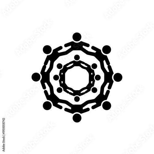 Abstract logo of people holding hands in a circle, symbolizing unity