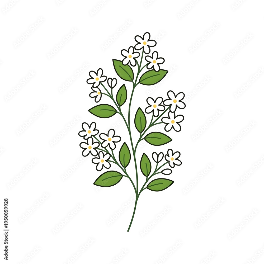 Obraz premium Jasmine Flower Clipart Illustration – White Floral Botanical Art, Isolated Elegant Blossom Design