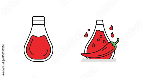 Thai Sweet Chili Sauce Line creative vibrant abstract tone vector