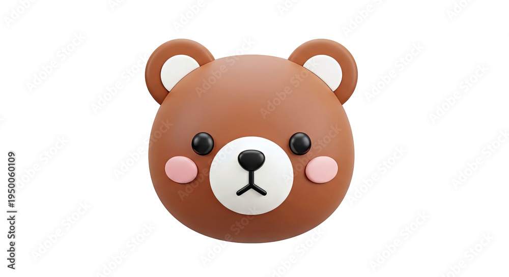Obraz premium 3D Cute Teddy Bear Head Icon