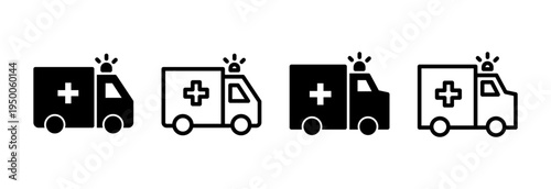 Ambulance icon vector illustration. ambulance truck sign and symbol. ambulance car