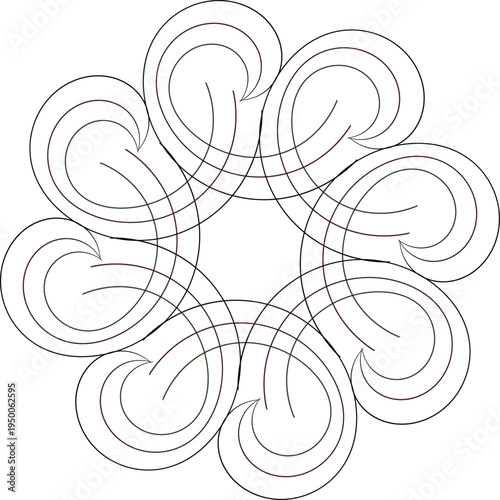 Abstract floral design composed of swirling lines and curves in black