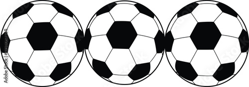 Soccer ball set illustration, football sports equipment icon collection, team game symbol, championship training recreation concept vector