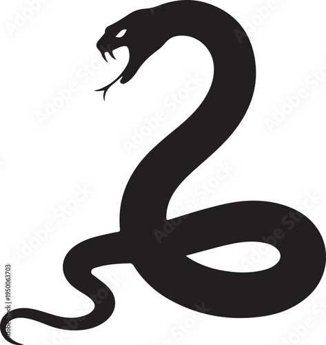 Black Snake Isolated on White Background