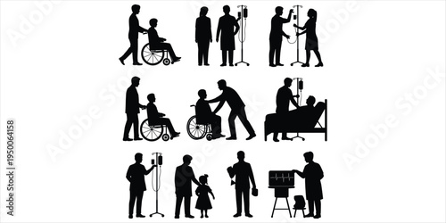 Healthcare and Medical Staff and Patient Silhouettes Collection doctor nurse