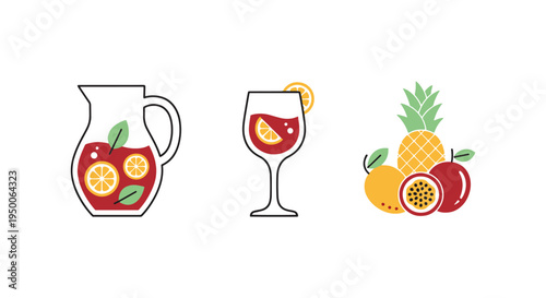Tropical Virgin Sangria Line modern minimal abstract vector
