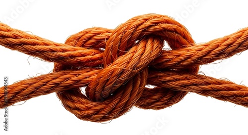 Close up of knotted rope on white background abstract concept image