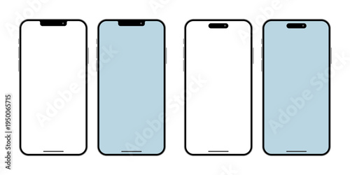 スマートフォンモックアップフレームセット（アプリUIデザイン用スマホ画面ベクター）