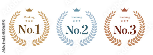 ランキング表彰ローレルバッジ（No.1 No.2 No.3月桂樹エンブレム素材）