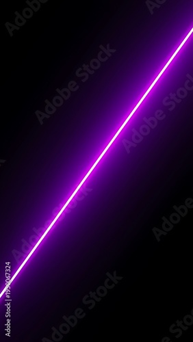 A single diagonal glowing purple neon line cutting across a deep black background for abstract art