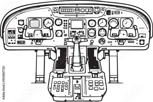 Aircraft cockpit control panel vector illustration design