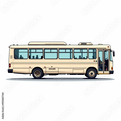 Sleek flat vector illustration of a modern city passenger bus for public transportation urban travel and daily commuter transit design concepts.