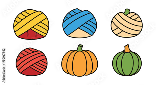Turban Squash Line art vector vivid abstract color illustration