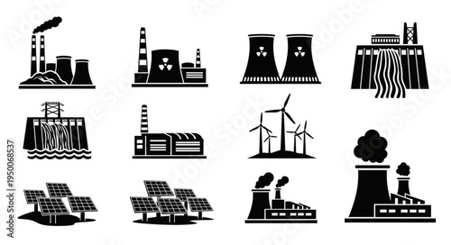 Diverse Energy Sources - A Visual Representation of Power Generation Methods.