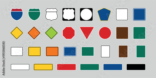 USA empty road signs set. Vector