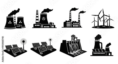 Diverse Energy Sources - Nuclear, Coal, Wind, Solar, Hydro, and Industrial Power.