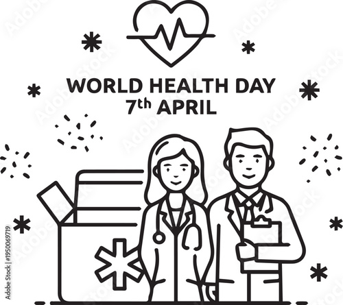 World Health Day doctors April 7 vector illustration design