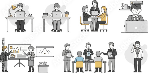 Diverse professionals collaborate and work in office settings (2)