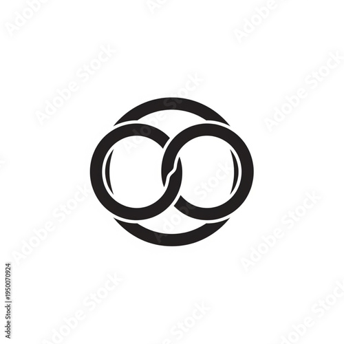 Interlocking infinity symbol inside a circle graphic.