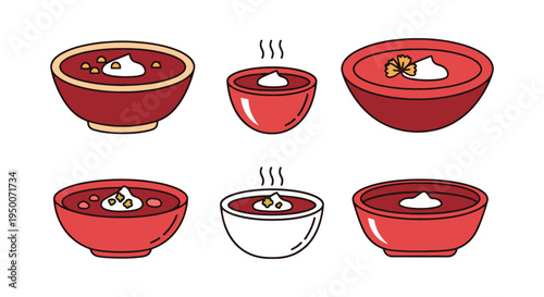 Ukrainian Borscht Line art dynamic modern abstract color illustration