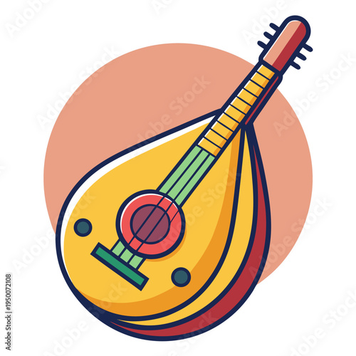 Stylized Lute String Instrument Illustration