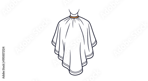 White barber or salon cape draped over an invisible person for hair cutting and grooming services on a plain background.