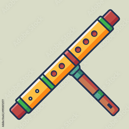 Stylized Recorder Instrument with Colorful Details