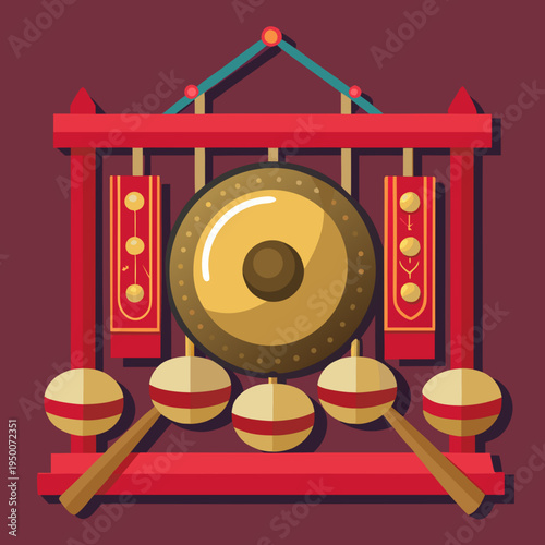 Traditional Kulintang Gong Musical Instrument Display