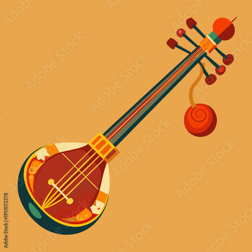 Traditional Indian Sitar Musical Instrument