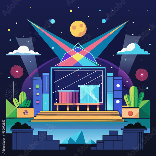 Vibrant Projection Mapping Show on Futuristic Stage