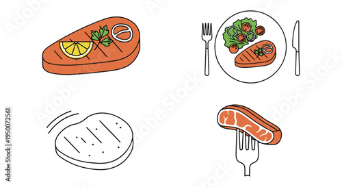 Veal Milanese Line art vector abstract smooth modern illustration