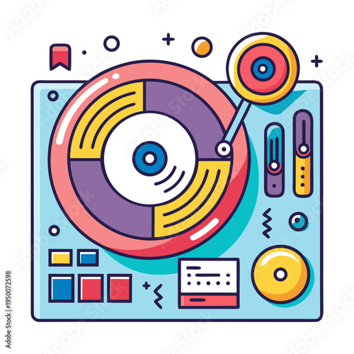 Vibrant Vinyl DJ Turntable with Colorful Accents