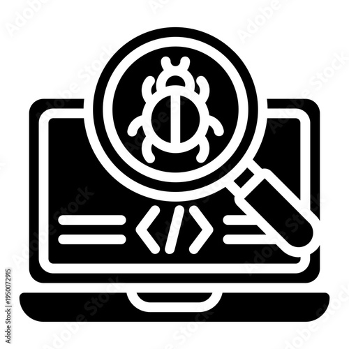 debug. This is a vector single icon with a solid style. It is suitable for various purposes, including website design, mobile app design, and logo design.