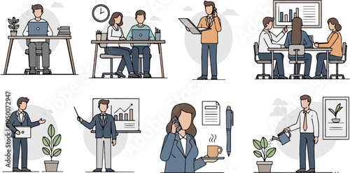 Business professionals collaborating and working in office settings (4)