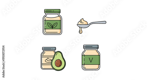 Vegan Mayonnaise Line art soft artistic abstract illustration