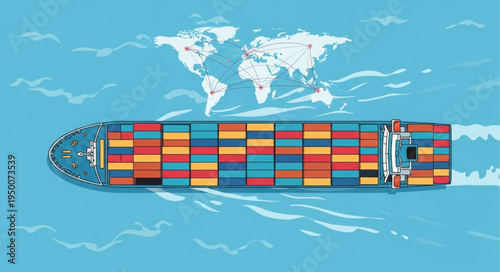 Cargo Ship Carrying Containers Across the Ocean.