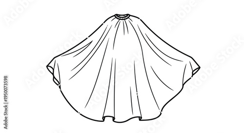 White barber or salon hair cutting cape with pleated folds used to protect clothing during grooming and styling.