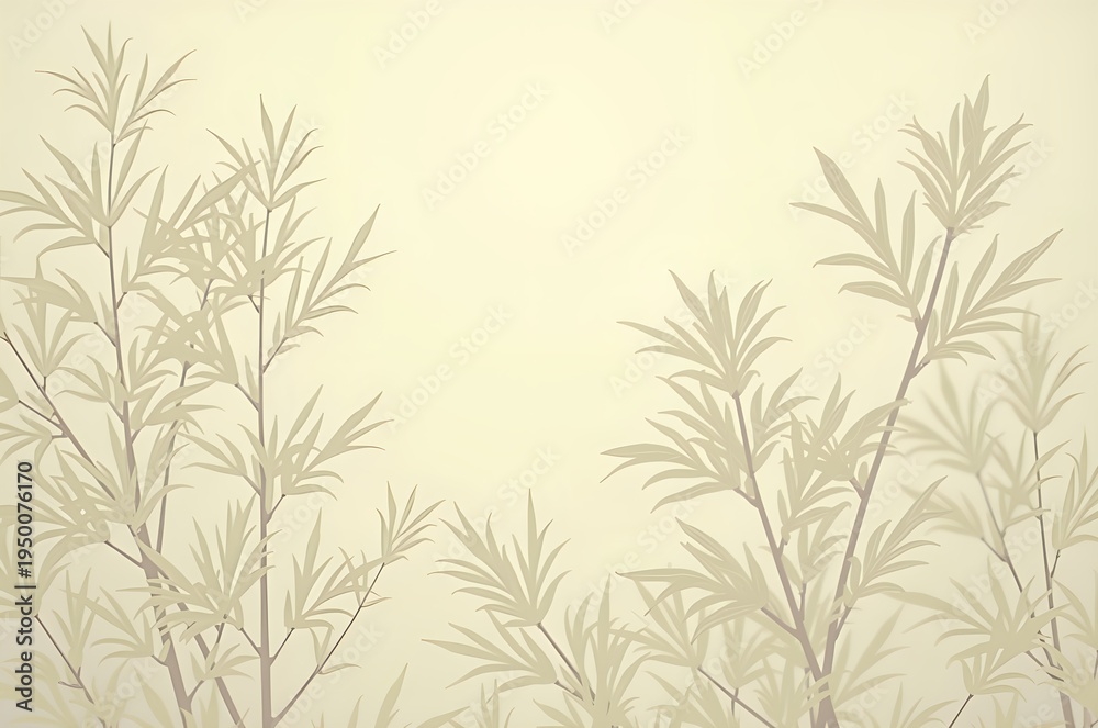Obraz premium Bamboo Grove Illustration on Pale Background