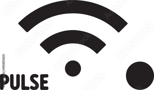 Wireless Signal Icon with Pulse Text and Dots Network Concept Vector Graphic