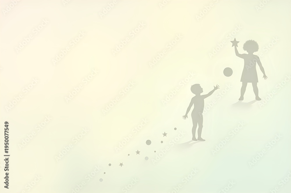 Fototapeta premium Children Reaching for Stars and Ball