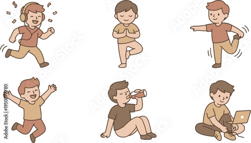 Young Boy Daily Routine Activities for Self Care and Wellness
