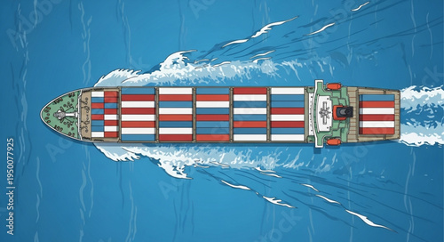 Aerial View of a Container Ship Carrying Cargo Across the Ocean.
