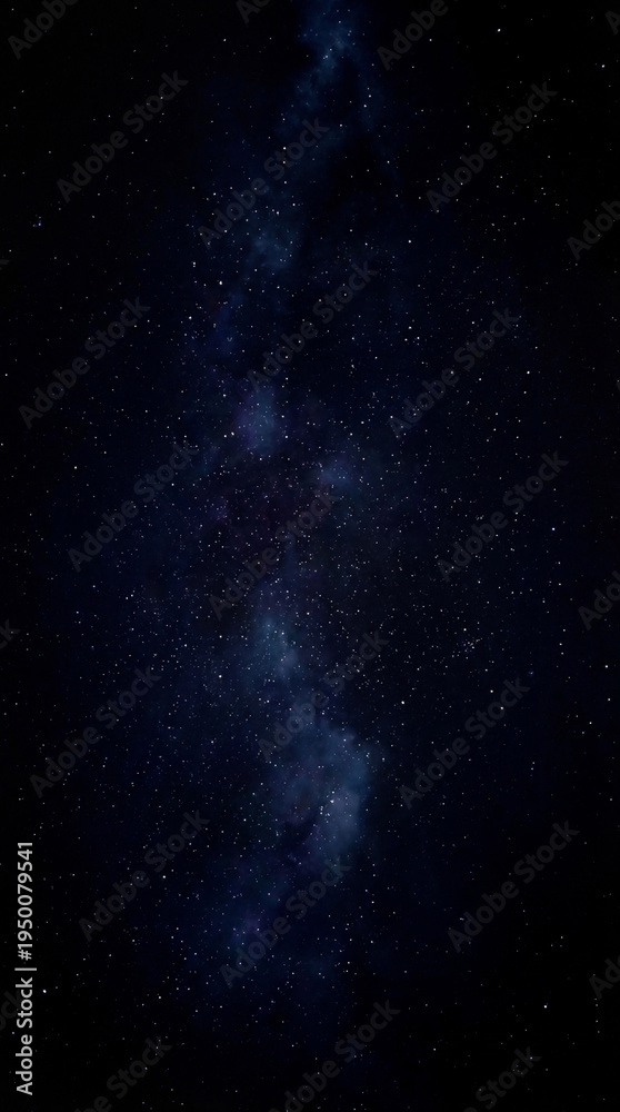 Obraz premium Vertical shot of a vast black starry sky filled with countless small white stars and the Milky Way galaxy. Detailed astronomical background of deep dark space, perfect for cosmic and sci-fi designs.