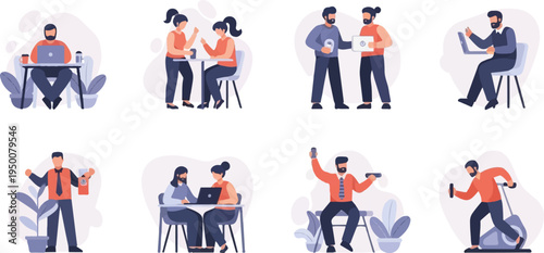 Diverse people engaged in various activities, from work to fitness