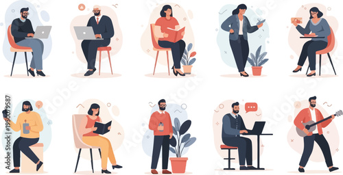 Diverse people engaged in various activities, from work to leisure (3)