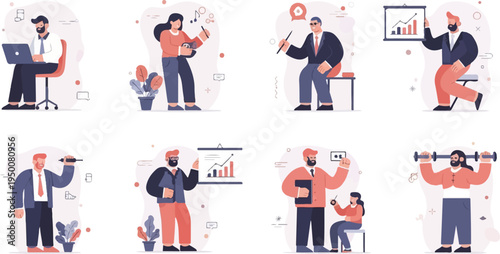 Diverse individuals engaged in various work-related activities