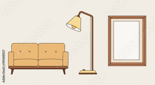 Modern Living Room Furniture Set with Lamp.