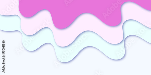 Abstract Pink and Blue Wavy Layers Background in Soft Pastel Paper Cut Style